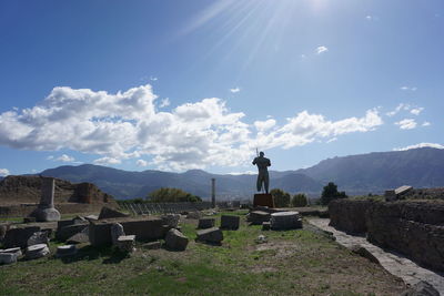 View of landscape against cloudy sky