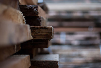 Close-up of stacked wood