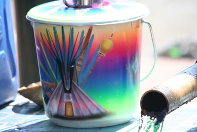 Close-up of colorful balls on table