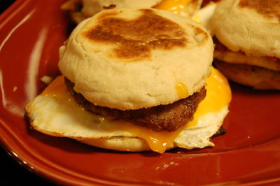 High angle view of breakfast served on table