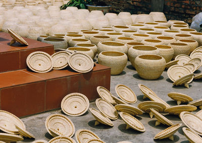 High angle view of objects for sale at market