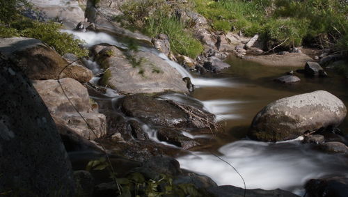 River flowing through rocks in forest