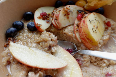 Close-up of breakfast served in plate