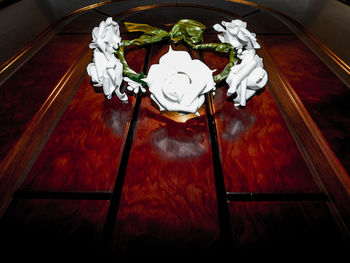 High angle view of flowers on table