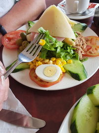 Close-up of meal served on table