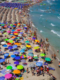 High angle view of people on beach