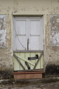 Closed door of old building