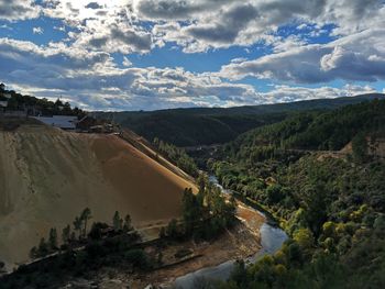 Scenic view of landscape and river against sky