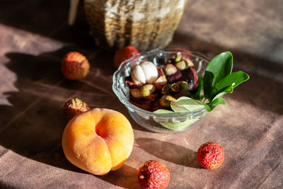 Close-up of fruits on table