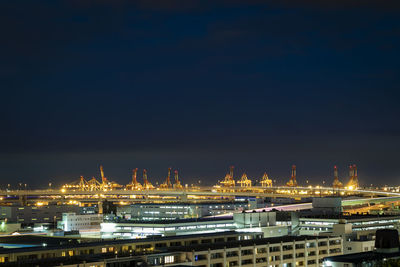 View of the yokohama port at night. long exposure. landscape orientation