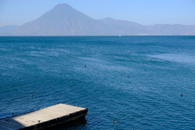 High angle view of sea against clear sky