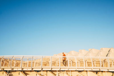 Low angle view of built structure against blue sky