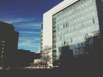 Low angle view of buildings against clear sky