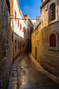 Narrow alley amidst buildings in city