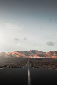 Scenic view of landscape against sky during sunrise in lanzarote 