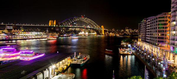 Scenic view of sydney harbor at night