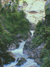 Close-up of waterfall in forest