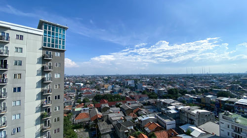 High angle view of townscape against sky