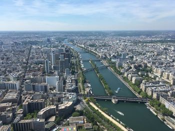 High angle view of cityscape against sky