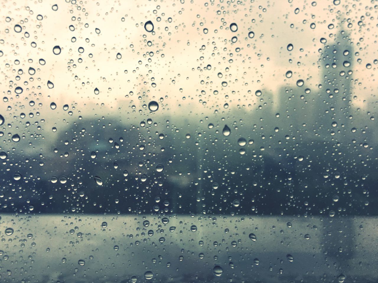 season, window, rain, wet, water, sky, nature, day, full frame, focus on foreground