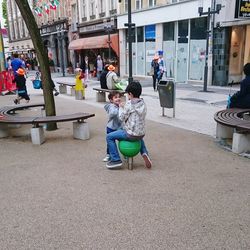 People sitting on steps