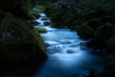 Stream flowing through rocks in forest