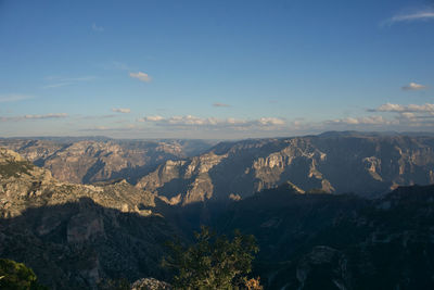 Scenic view of mountains against sky in copper canyon / barrancas del cobre