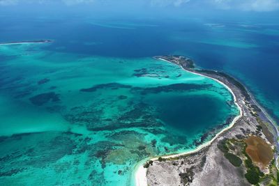 Aerial view of island and beach in los roques, venezuela