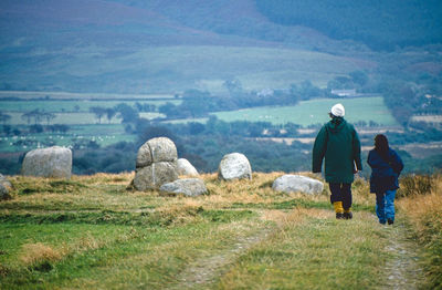 Rear view of man standing on field