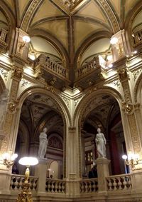 Low angle view of illuminated building