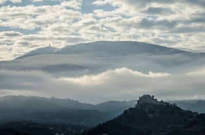 Scenic view of mountains against sky