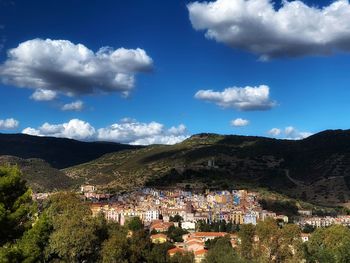 High angle view of townscape against sky