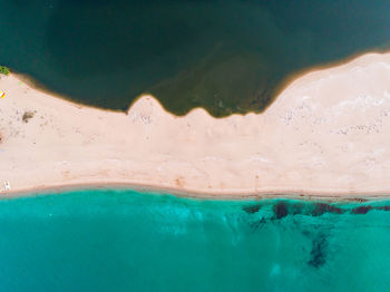 Aerial view of swimming pool in sea