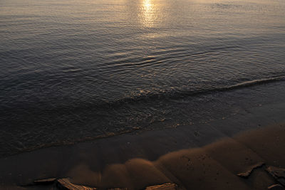 High angle view of beach during sunset