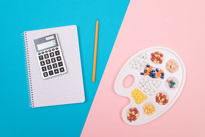 High angle view of food on table