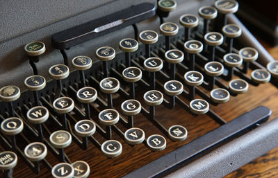 Close-up of typewriter key