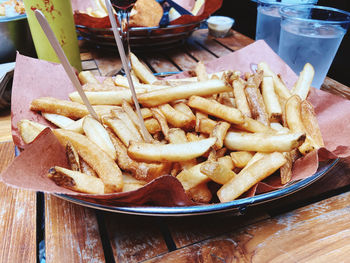 Close-up of food in plate on table