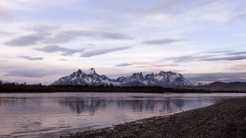 Scenic view of lake against sky