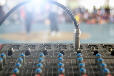 Close-up of sound mixer