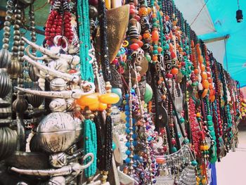 Multi colored umbrellas for sale in market