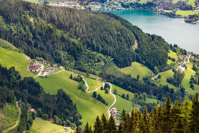 High angle view of austrian rural landscape