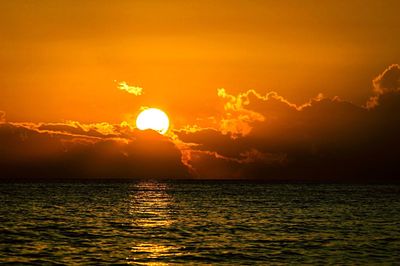 Scenic view of sea at sunset