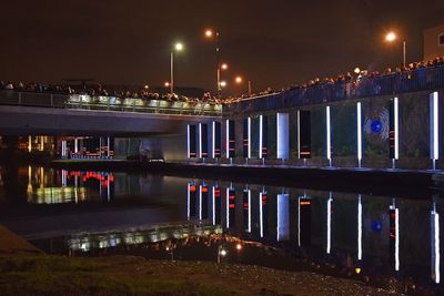 Illuminated building at night