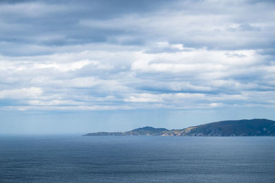 Scenic view of sea against cloudy sky