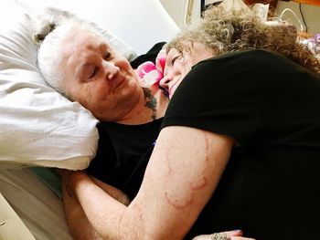 Rear view of couple kissing