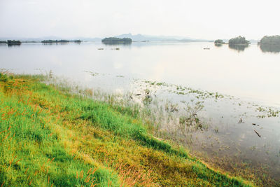 Scenic view of lake against sky