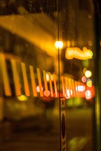 Close-up of illuminated train