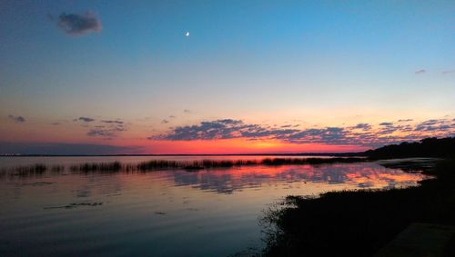 Scenic view of sea at sunset