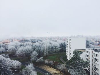 Aerial view of city during winter