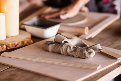 Close-up of food on cutting board